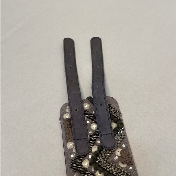 FREE PEOPLE BOHO LEATHER FULL OF DREAMS GRAY WAIST BELT - Picture 9 of 16